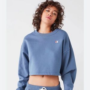 Blue cropped champion crew neck